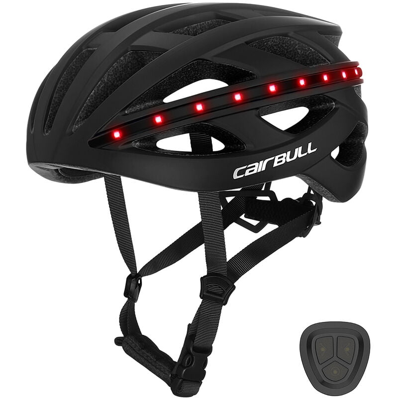 Cairbull - In-mold Smart Bicycle Helmet Cycling mtb Road Bike Helmet with Turn Signal Stop Light Warning Light,Black - Black