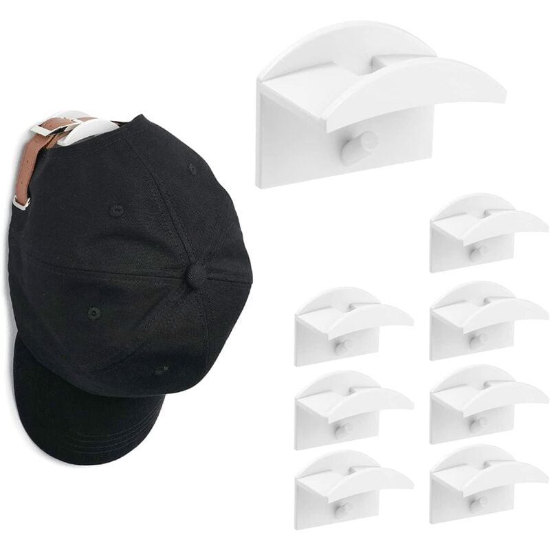 Cap Holder, 8PCS Baseball Cap Holders Punch-Free Adhesive Baseball Helmet for Baseball Caps, Scarves, Handbag, Towel Rack