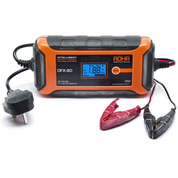 Car Battery Charger rohr DFX-80 12V 8a 125w Turbo / Trickle with Pulse Repair Charging - 1 Year Warranty