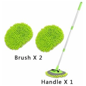 Car Cleaning Brush 2-in-1 Chenille Absorption Broom Long Handle Telescopic Mop