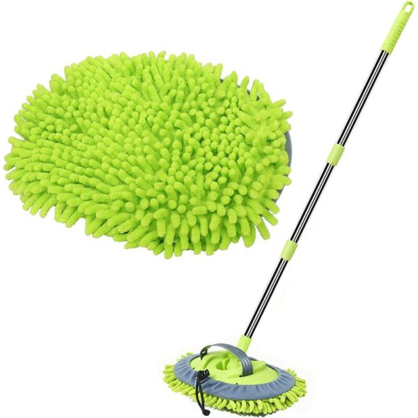 Car Wash Brush 120cm Chenille Microfiber Long Handle Broom Anti Scratch 2 in 1 Cleaning Telescopic Pole Car Cleaning Brush Car Brush Kit