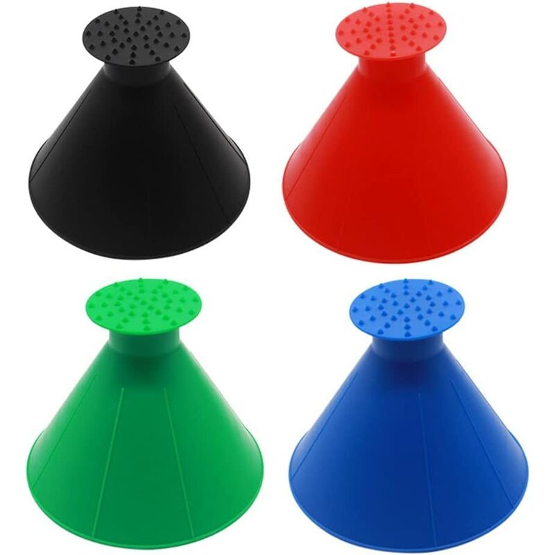 Car Windshield Ice Scraper Set of 4, Ice Cone Filler Funnel Snow Shovel Perfect Winter Tool for Trucks Vans suv