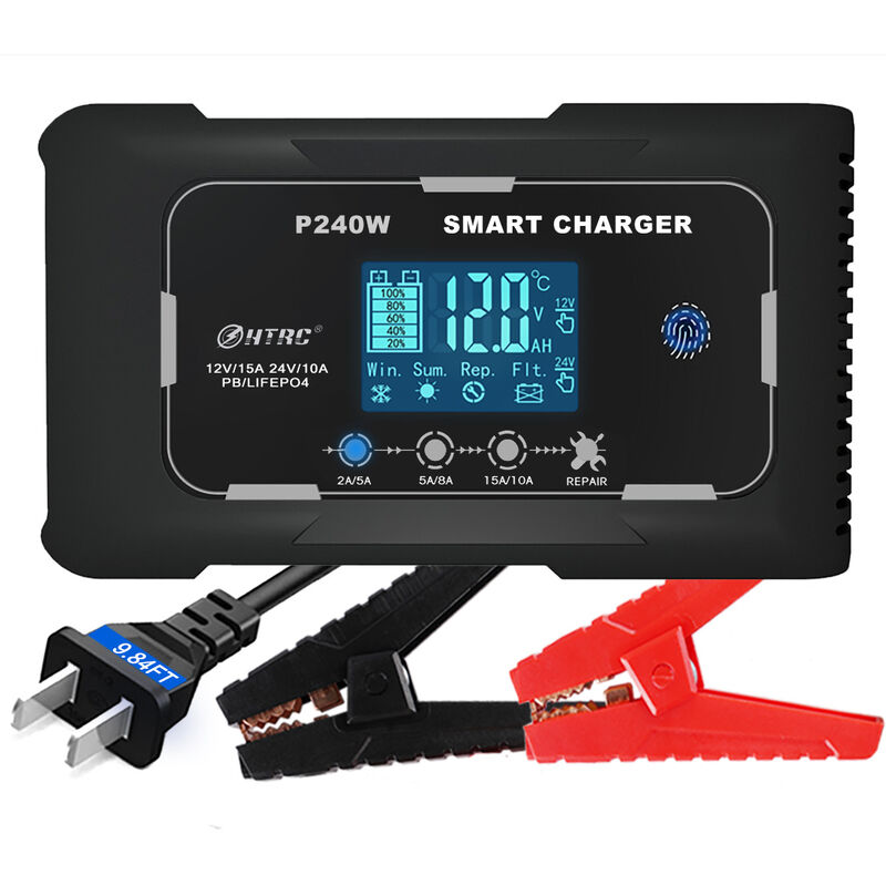 Car battery charger 12V/24V, intelligent fast car battery charger htrc ...