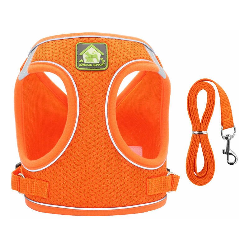 Cat Collars, Harnesses and Leashes Kitten Harness Anti Escape Reflective Adjustable Cat Harness Breathable Vest Small Dog Harness (L,Orange)