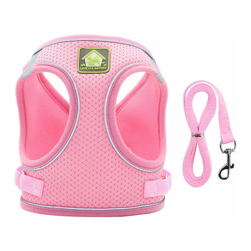 Cat Collars, Harnesses and Leashes Kitten Harness Anti Escape Reflective Adjustable Cat Harness Breathable Vest Small Dog Harness (L,Pink)