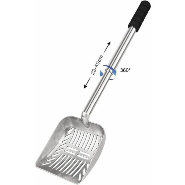 Cat Litter Shovel, Non-Stick Cat Litter Shovel, Stainless Steel, Adjustable, Hollow Shovel with Long Durable Handle for Sifting and Cleaning Litter