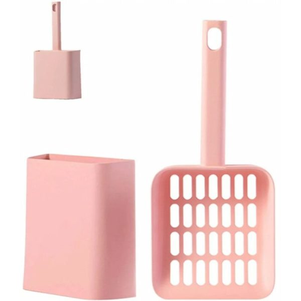 Cat Litter Shovel with Plastic Holder Pet Cleaning Supplies Sifting Scooper Comfortable Handle Hygiene Litter Shovel