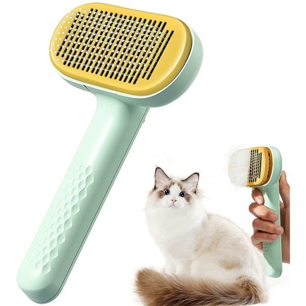 Cat brush pet grooming brush, self-cleaning dog hair nail rake brush ...