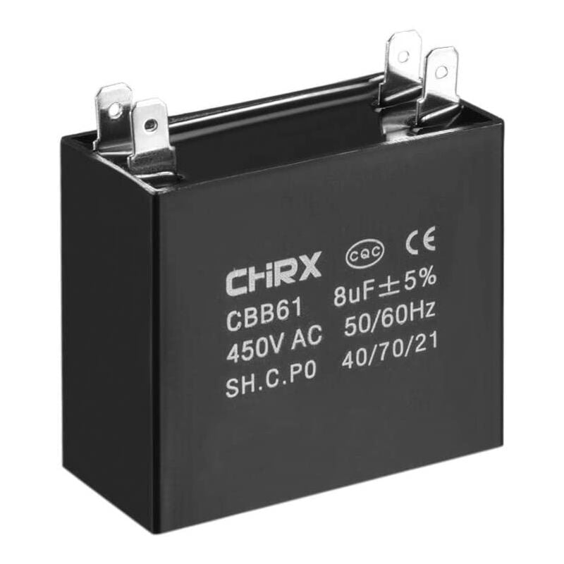 Ceiling Fan Capacitor CBB61 8uF 450V ac Dual Metallized Insert Polypropylene Film Capacitors 47x23x41mm for Generator Motor Water Pump