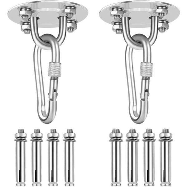 Ceiling Hook, c Hanging Hooks Kit Heavy Duty Stainless Steel Hanging Chair Hook, c, Sling Trainer, Punch Bag - Silver