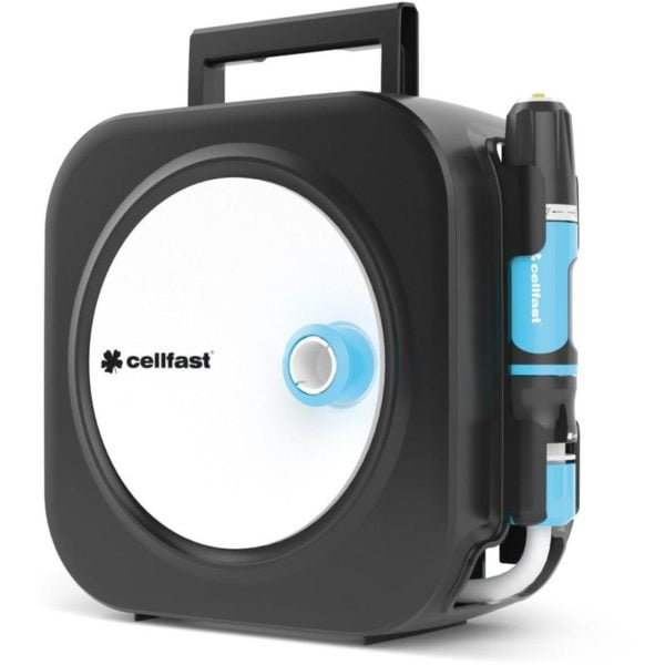 Cellfast - 12m Garden Hose Watering Reel Nozzle Sprinkler Lighweight Portable/Wall Mounted