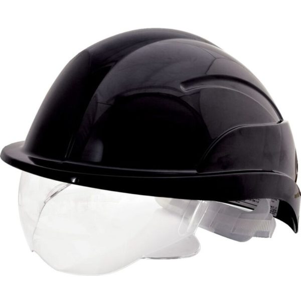 Centurion - vision plus safety helmet black c/w integrated visor - Black - Black