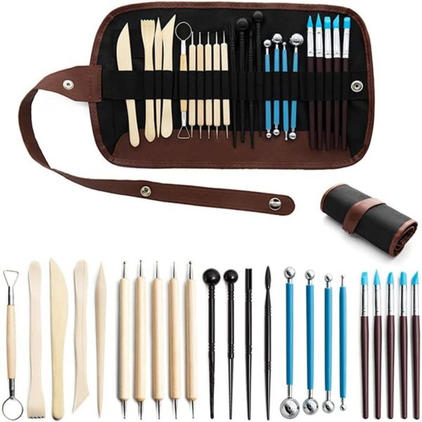 Ceramics and Pottery Pottery Tool, 24 Pcs Clay Sculpting Tools Kit for Carving Clay Chisel Modeling Ceramic Art Embossing Artist diy Beginners