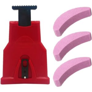 Chain Saw Sharpener with 3 Sharpening Stones Chain Saw Sharpener Kit Chain Saw Sharpener Chain Saw Chain Sharpener (Red)