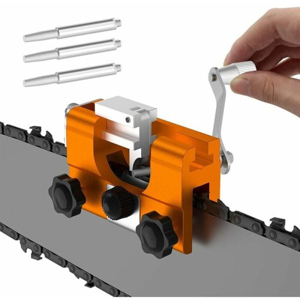 Chainsaw Chain Sharpening Jig, Portable Hand Crank Chainsaw Chain Sharpening, Saw Chain Sharpener for All Types of Electric Chainsaws,Starlight