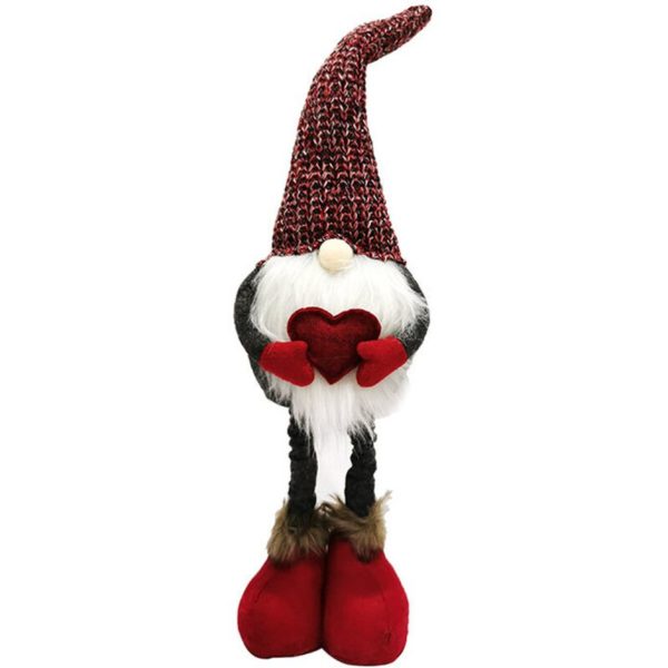 Christmas Decorations Telescopic Knitted Faceless Doll Standing Doll Christmas Doll Ornament red