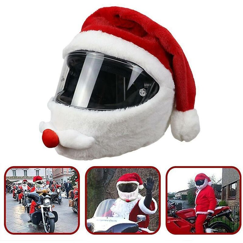 Christmas Motorcycle Helmet Cover Festive Santa Hat Helmet Cover