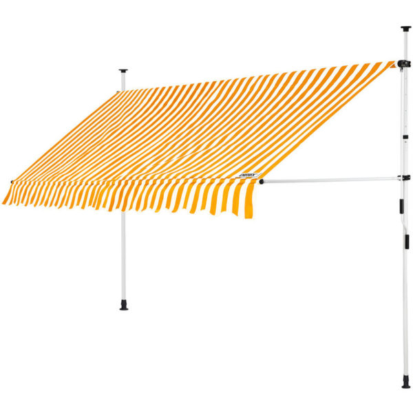 Clamp Awning Telescopic Balcony Canopy 150 - 400cm Retractable Sunshade 300cm (de), Gelb/Weiß (de)