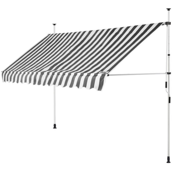 Clamp Awning Telescopic Balcony Canopy 150 - 400cm Retractable Sunshade 300cm (de), Weiß/Grau (de)