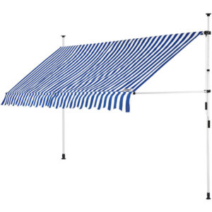 Clamp Awning Telescopic Balcony Canopy 150 - 400cm Retractable Sunshade Blau/Weiß (de), 150cm (de)