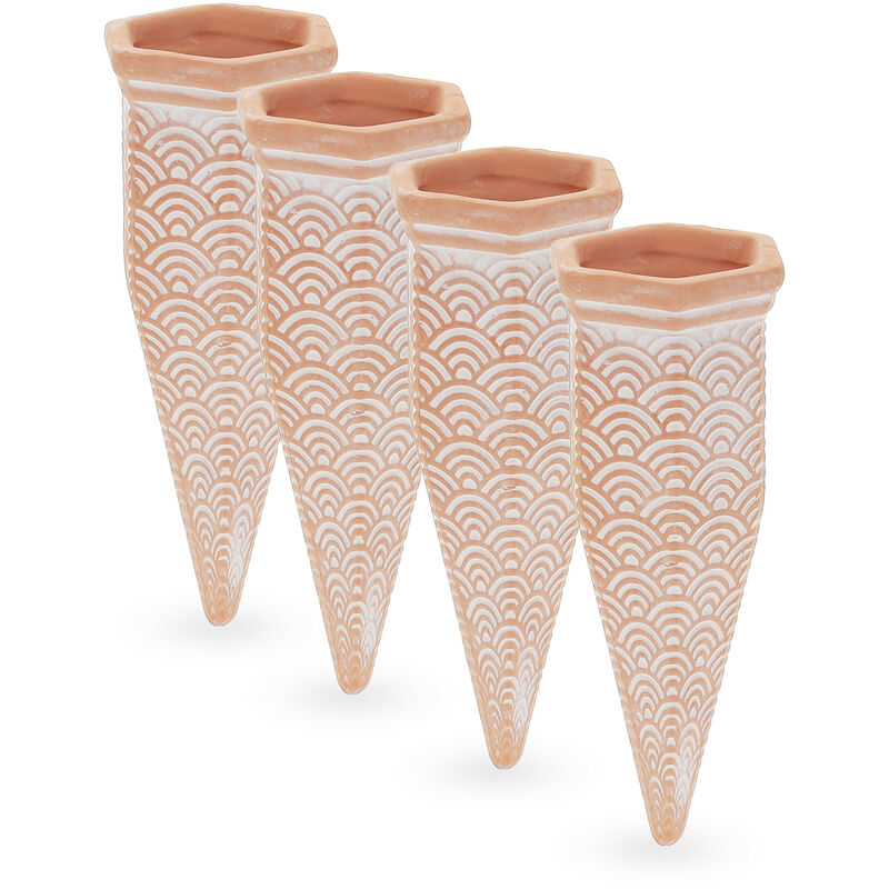 Clay Watering Spikes, Set of 4, Stakes for 1.5 l Plastic Bottles