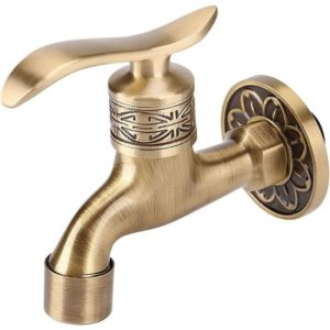 Cold Water Faucet Antique Brass Wall Mount Lever Handle Washing Machine Faucet for Bathroom