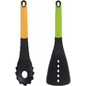 Colorful Handle 2pcs Nylon Kitchen Utensils Non-Stick Pot Household Spoon Spatula Kitchen Cooking Utensils Leaking Shovel + Noodles