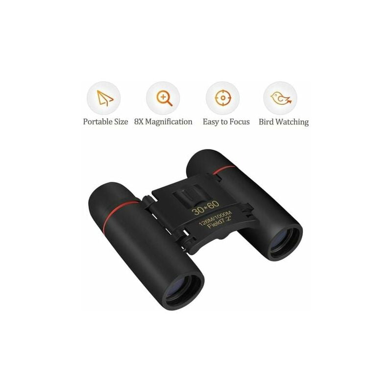 Compact Binoculars, 30x60 Night Vision Pocket Binoculars for Adults, Kids, Powerful Waterproof Foldable Telescope for Concert, Opera, Theater,