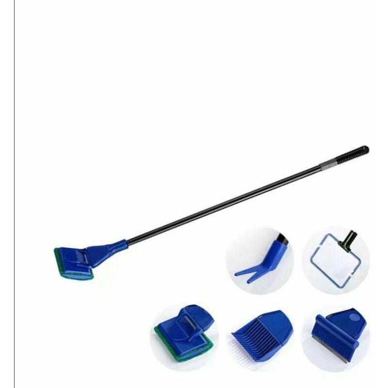Complete Aquarium Fish Tank Cleaning Set 5 in 1 Fish Tank Fish Cleaning Set + Rake + Scraper + Fork + Sponge Brush Glass Aquarium Cleaner Tool Kit