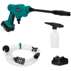 Cordless compact pressure washer 20V - 24bar - 198 l/h - Incl. 5m suction hose, detergent bottle and adjustable spray nozzle - Incl. 2.0Ah battery