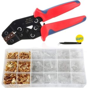 Crimping Pliers with 600Pcs Lug Connectors Multi-Size Male Female Electrical Wiring Ferrules Crimper 0.5-1.5mm², Multi-Function Pliers Crimping Tool.