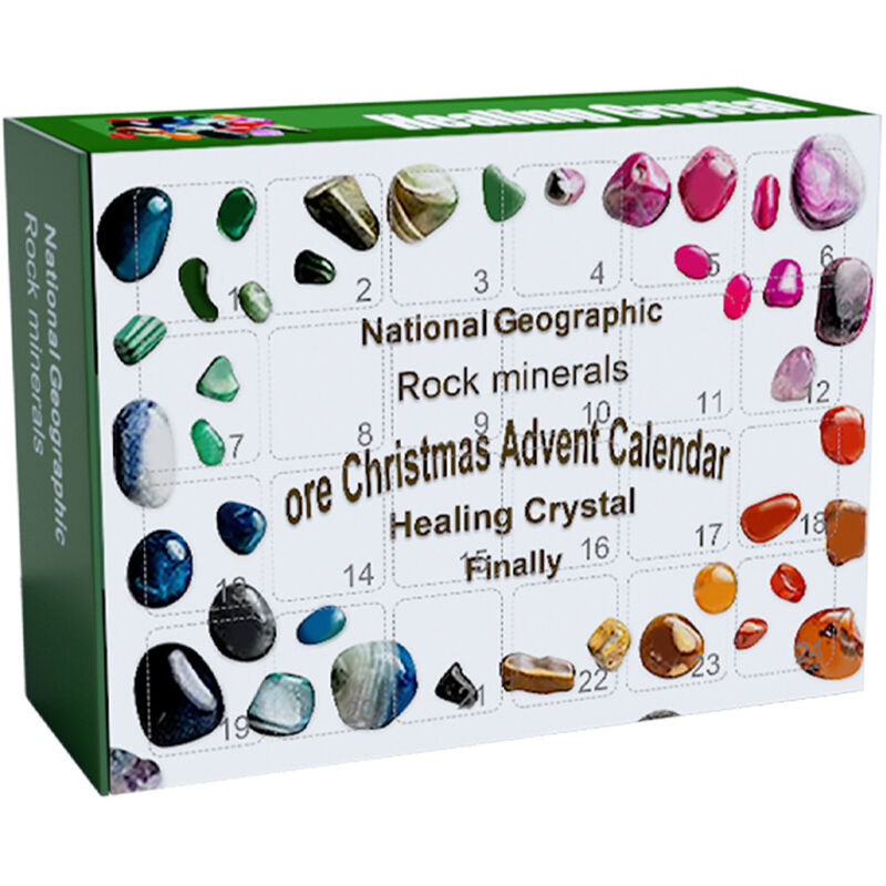 Crystal Advent Calendar, 24 Days Christmas Countdown Calendar Ore Rock Collection Gift Box Christmas Crystals Calendar Crystals for Children