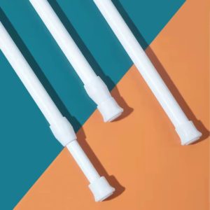 Curtain Rod With Tension Spring, Adjustable Length Curtain Rod, Telescopic Shower Rod, White40-70