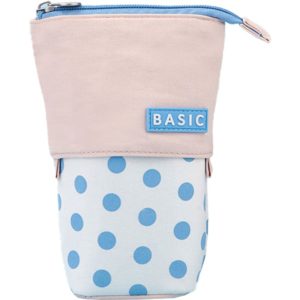 Cute Pencil Telescopic Holder Storage, Office Standing Stationery Bag with ZipperBlue