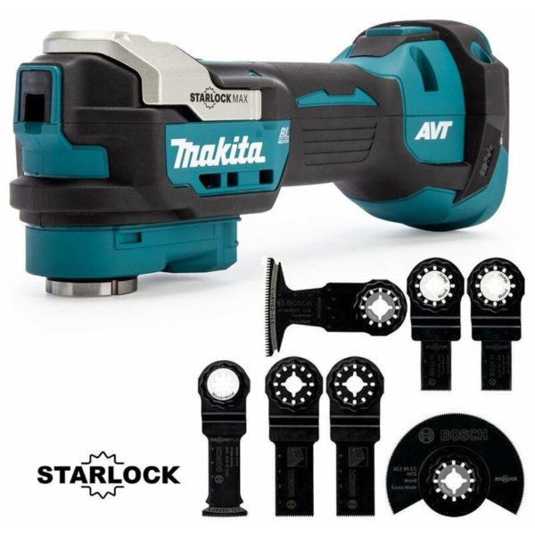 DTM52Z 18v lxt Brushless Multi Tool Starlock Keyless + 6 Piece Blade Set - Makita