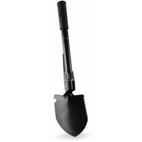 DURAMAXX Folding Army Shovel with Bottle Opener Pocket Compass & Saw - Black