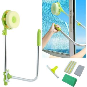 Day Plus - Extendable Window Squeegee Cleaner, 2 in 1 Squeegee with Extension Pole 1.4m, Telescopic Window Glass Cleaning Equipment Kit for