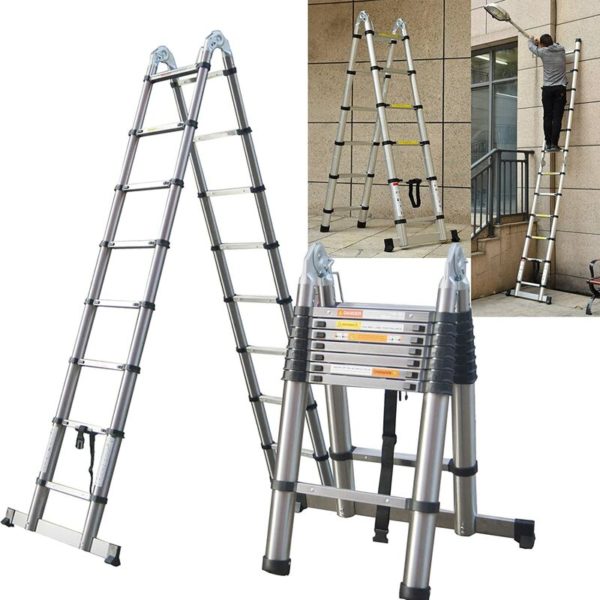 Day Plus - Multi-Purpose 16.4FT/ 5M Stainless Steel Ladder with ...