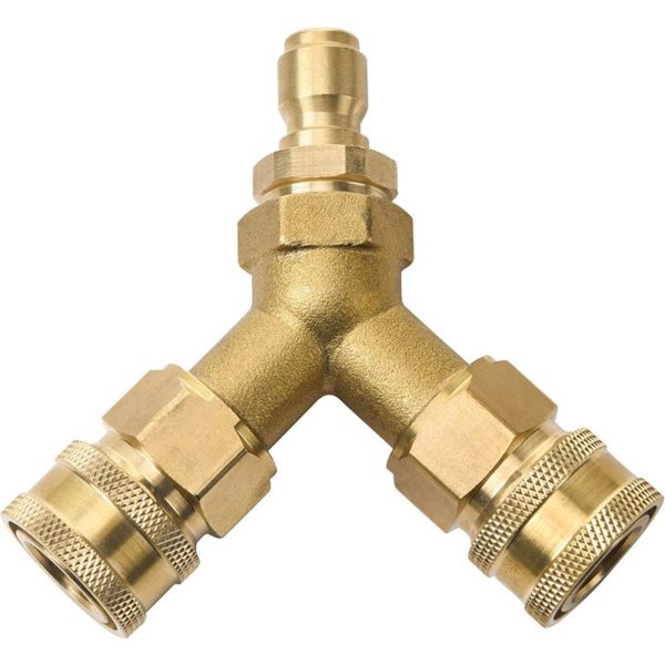 Deckon - Tool Daily Pressure Washer Tee, Splitter Coupler, Quick Connect Two Gun to One Power Washer, 3/8'' Fitting