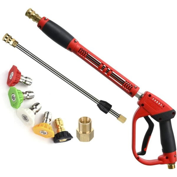 Deluxe Pressure Washer Gun, with Replacement Wand Extension, 5 Nozzle Tips, M22 Fitting, 40 Inch, 5000 PSI