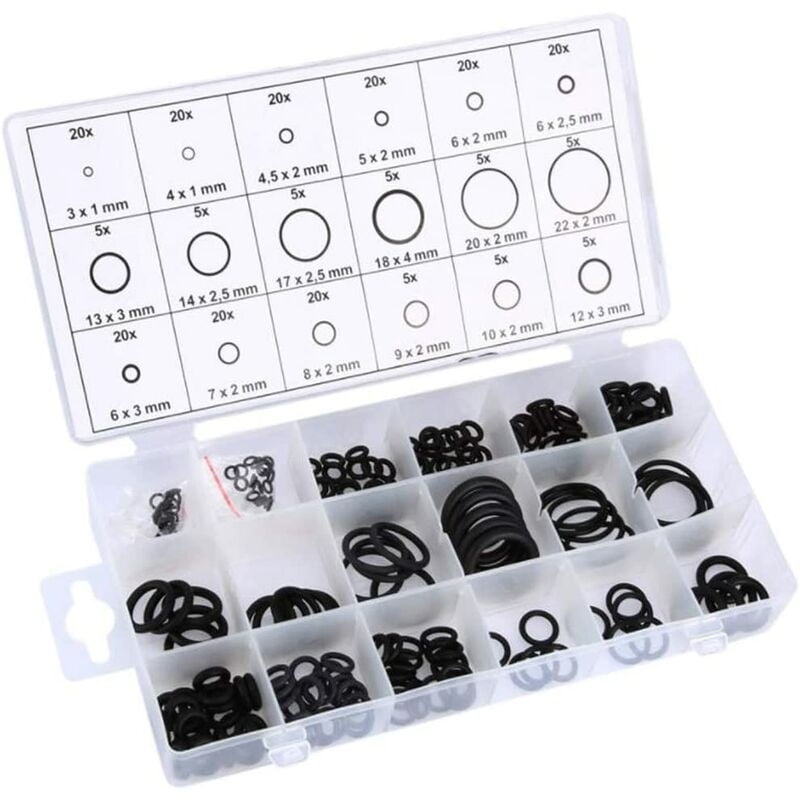 Denuotop - 225 Pieces O-Ring Seal Assortment Set Rubber Washers Kit Sealing Rings for Home and Professional Workshops, Garage and Plumbing Services