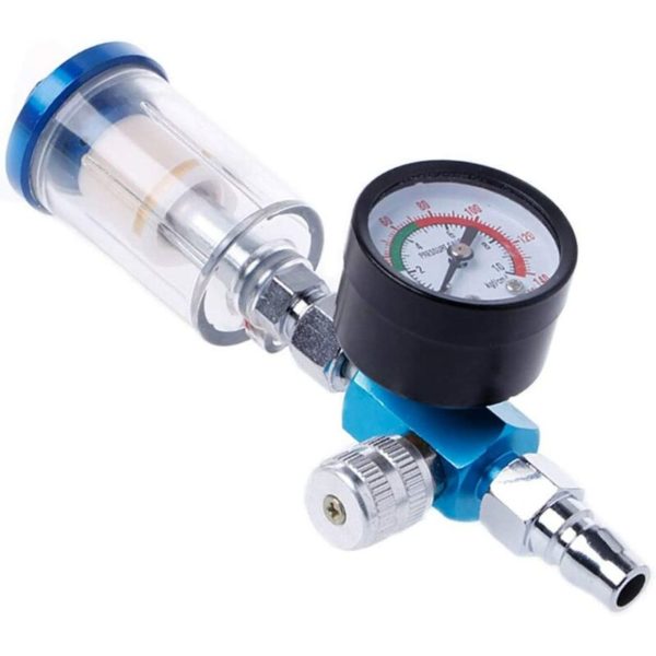 Denuotop - Air Compressors Pneumatic Spray Regulator Gun 1/4 Pressure Gauge with Inline Water Trap Air Filter Separator Pressure Gauge Combo Tool Kit