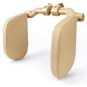Denuotop - Headrest car seats with telescopic rod and sliding clips, leather side headrest cushion for children and adults, beige