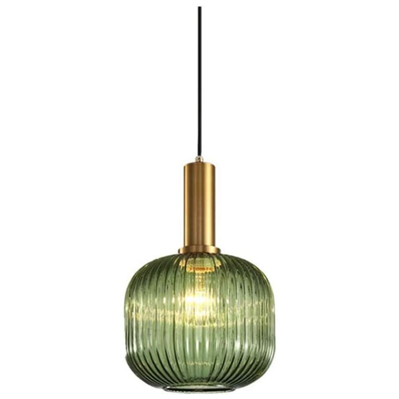 Denuotop - Industrial Vintage Pendant Light, Modern Retro Style Drop Ceiling Light, Pendant Lamp, Glass Lampshade with Polished Brass Lamp Holder