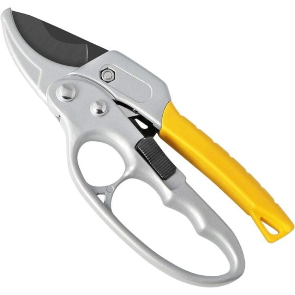 Denuotop - Ratchet shears, ratchet shears for the garden, professional garden shears with rubber handle, for cutting stems and branches, suitable for