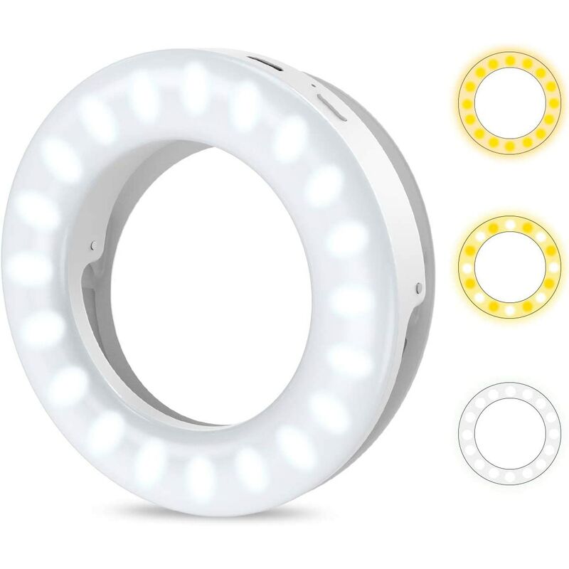 Denuotop - Selfie light, selfie light ring, 40 led light ring with 3 dimmable lighting modes, mobile phone light ring with usb battery for beautiful