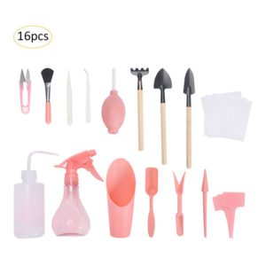 Denuotop - Succulent Planting Tools 16pcs Mini Garden Hand Tools Shovel Rake Tweezers Kettle Succulent Plant Bonsai Tools