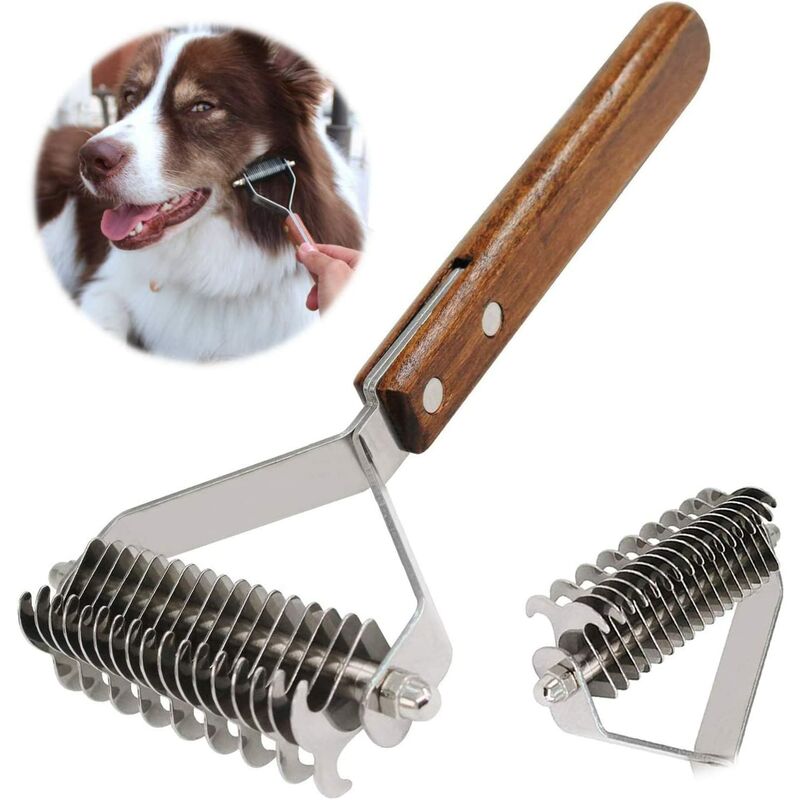 Detangler Comb and Grooming Brush for Dogs and Cats Undercoat Rake (Dual)