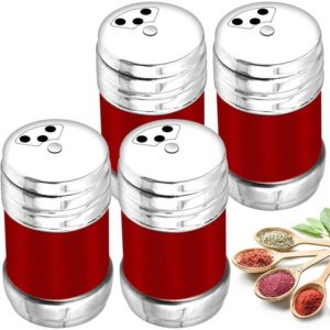 Devenirriche - 4 Pieces Spice Jars, Spice Boxes with Swing Lid for Salt, Pepper, Herbs, 3 Sprinkling Modes