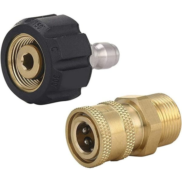 Devenirriche - Pressure Washer Quick Connect 3/8 M22 Connector Male Female Brass Pressure Washer Coupler Fitting Kit Pressure Washer Quick Disconnect